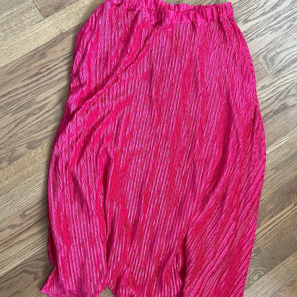 Textured Pink Midi Skirt- Maeve